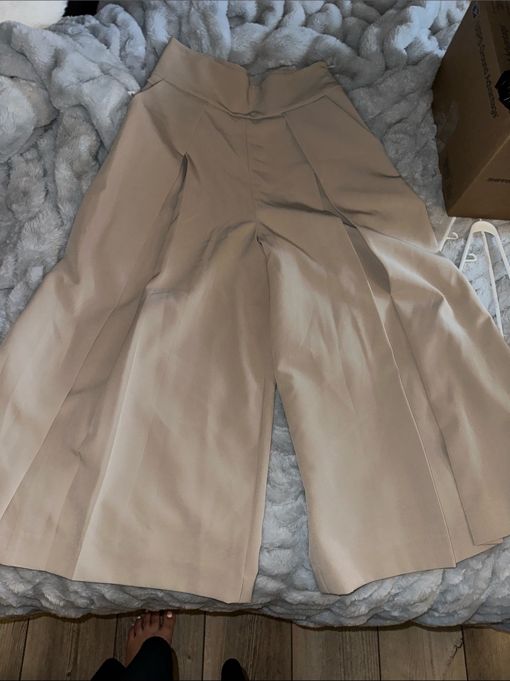 Milly Beige Wide-Leg Palazzo Pants
